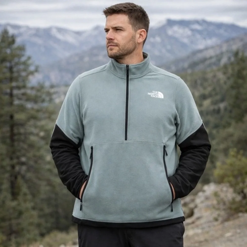 The North Face Fleece 1/4 Zip Pullover Mens Large Gray Polyester Gorpcore Hiking